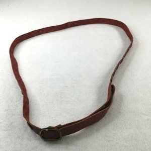 Embroidered Double Belt Womens Medium Boho Leather Belt Brass Buckle